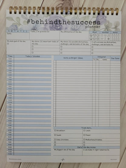 Undated daily productivity planner page with schedule, goal, gratitude, and habit tracker sections.