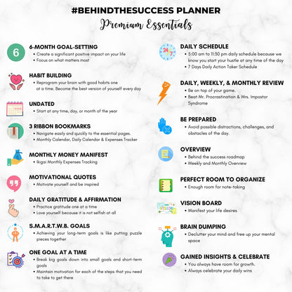 #BehindTheSuccess Planner - Undated  - Weekly - Classic Black